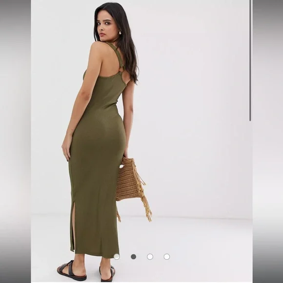 ASOS Dresses Asos River Island Bodycon Midi Dress In Khaki